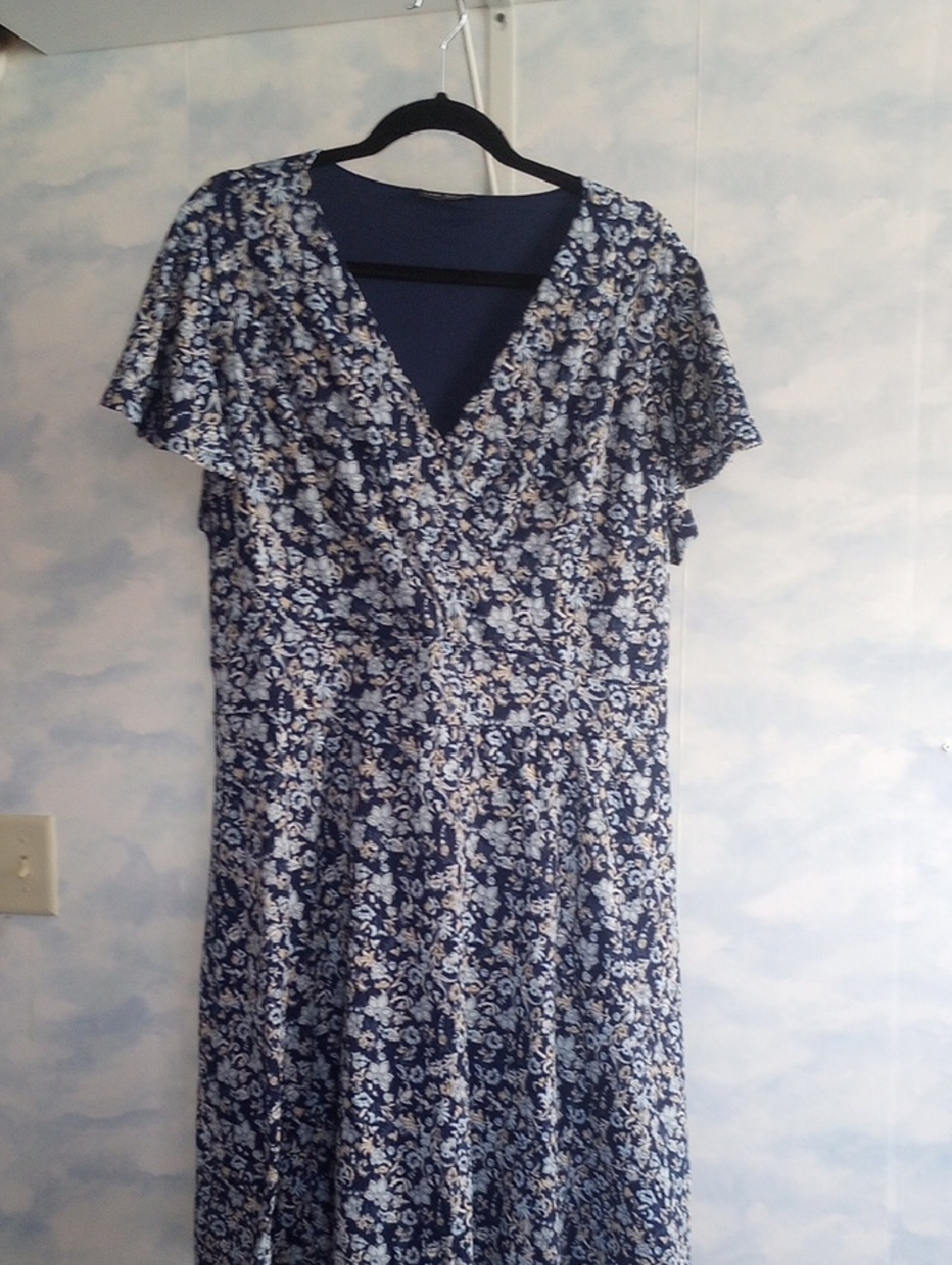 Lane Bryant Navy and White Floral Midi Dress